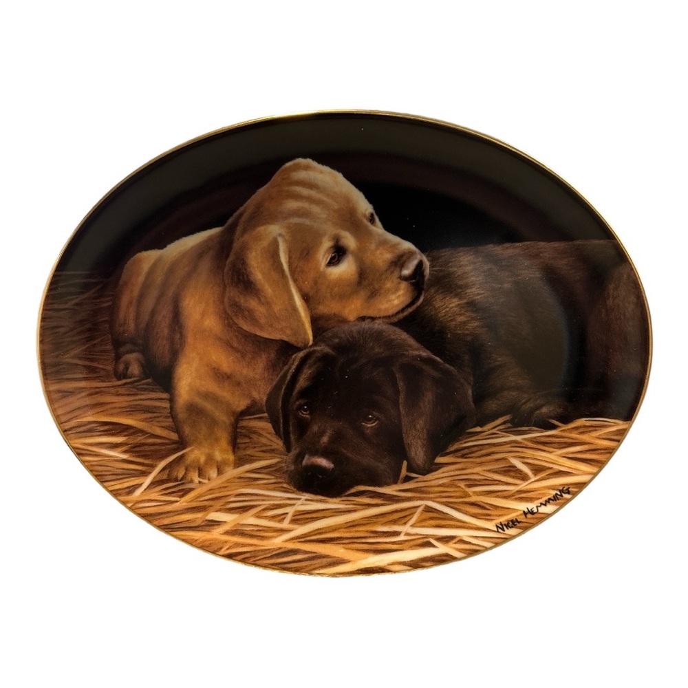 🎉HP🎉 THE FRANKLIN MINT "TWO'S COMPANY" by Nigel Hemming Plate Labrador Retriever - Picture 3 of 3